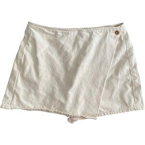 Zara Wrap Front Denim Skort Size Large White